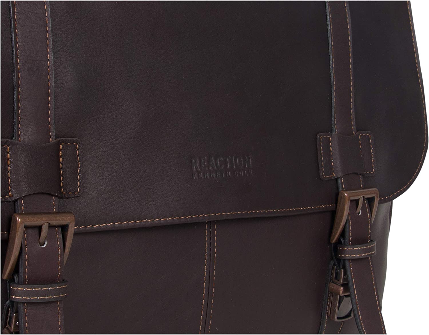 Kenneth Cole Reaction Show Business Full-Grain Colombian Leather Dual Compartment Flapover 15.6-inch Laptop Business Portfolio, Cognac - Image 10